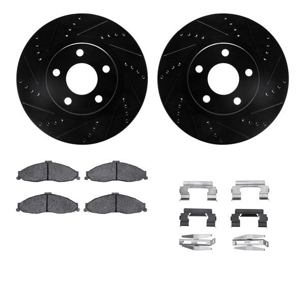 8312-45015, Rotors-Drilled, Slotted-BLK w/ 3000 Series Ceramic Brake Pads incl. Hardware, Zinc Coat, Dynamic Friction Co, Mfr#: 8312-45015